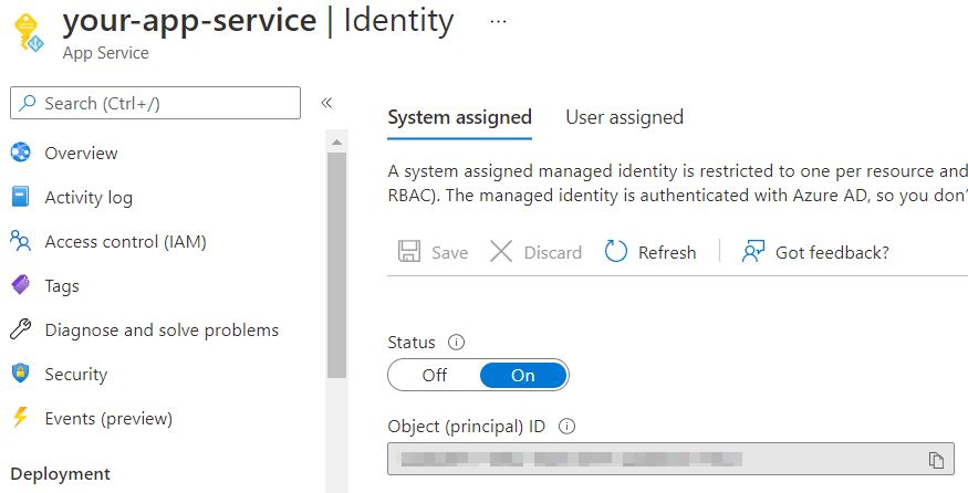 Enabling Managed Identity