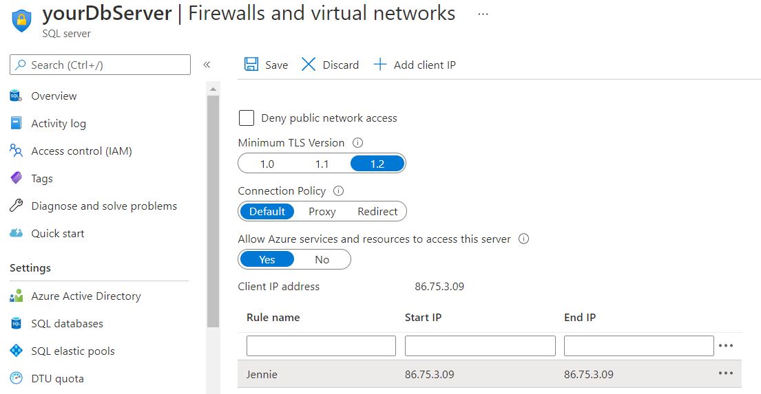 Opening Sql Firewall